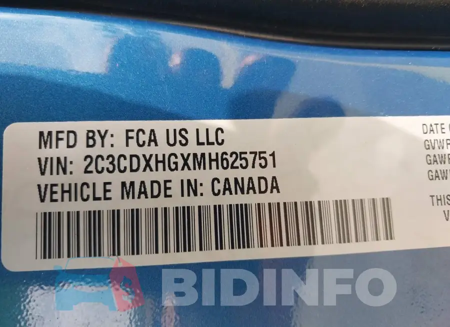 2C3CDXHGXMH625751 Photo# 9