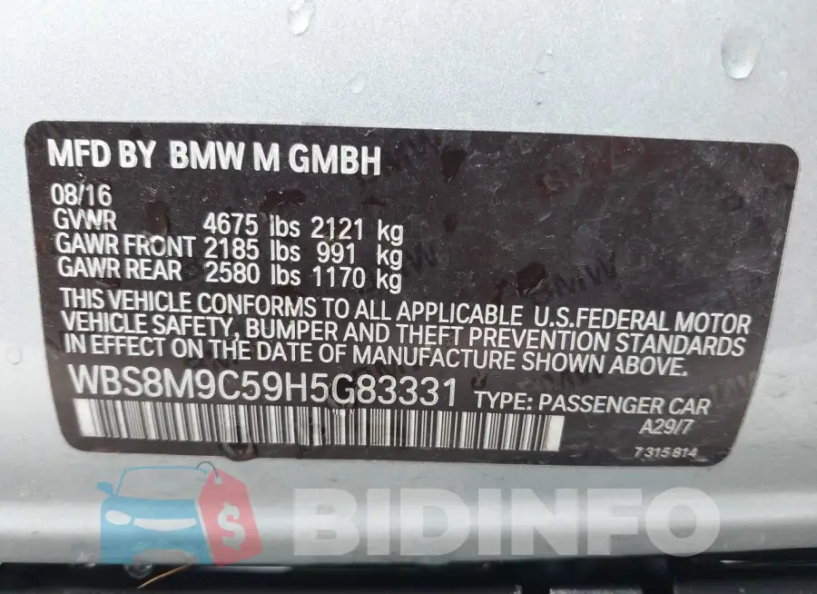 WBS8M9C59H5G83331 Photo# 9