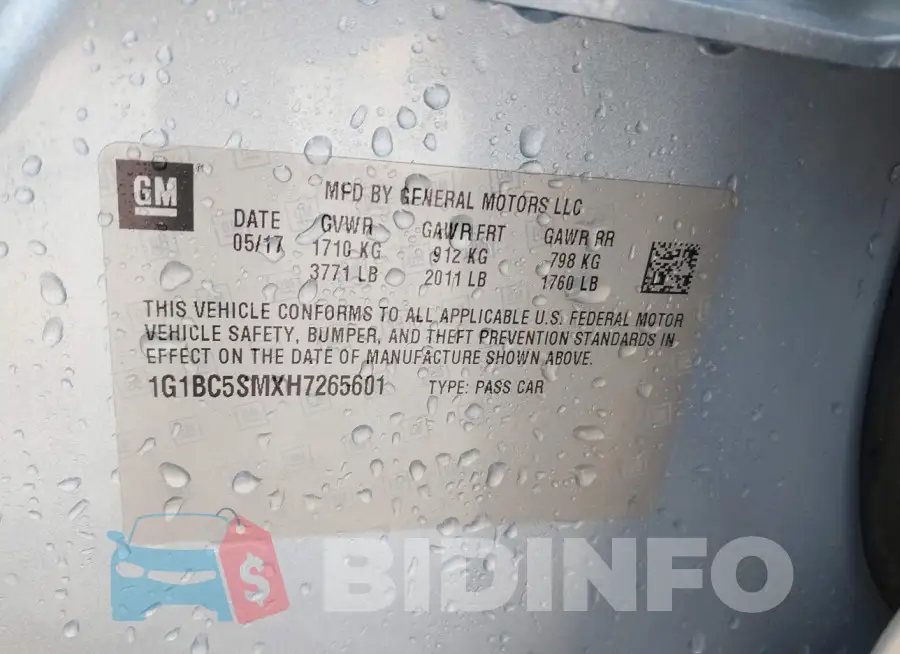 1G1BC5SMXH7265601 Photo# 9
