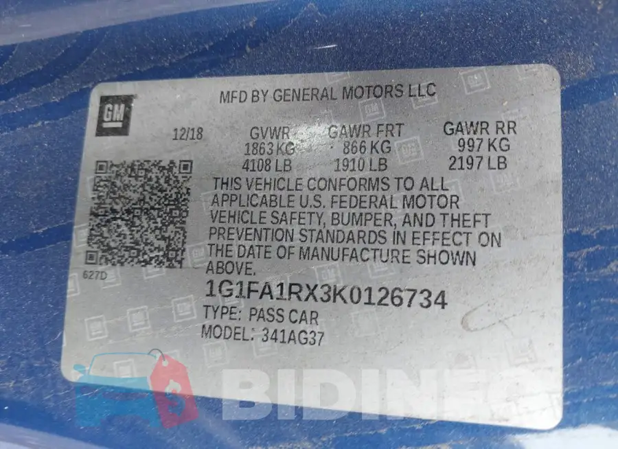 1G1FA1RX3K0126734 Photo# 9