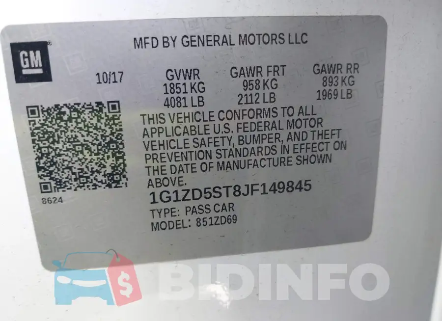 1G1ZD5ST8JF149845 Photo# 9