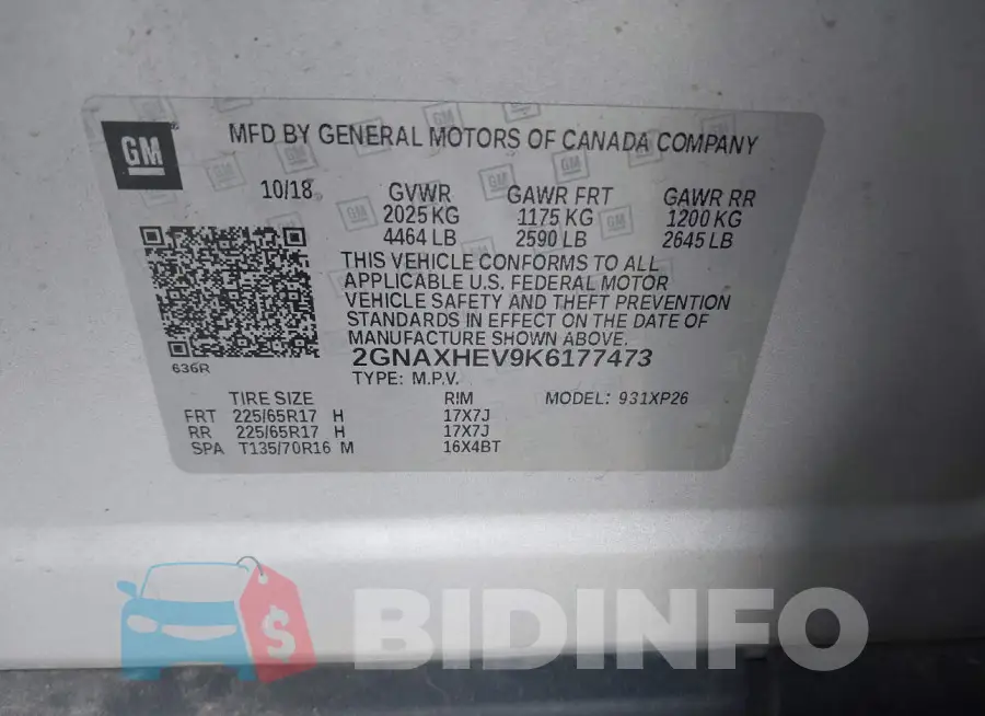 2GNAXHEV9K6177473 Photo# 9