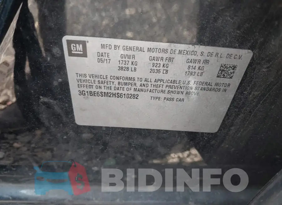 3G1BE6SM2HS610282 Photo# 9