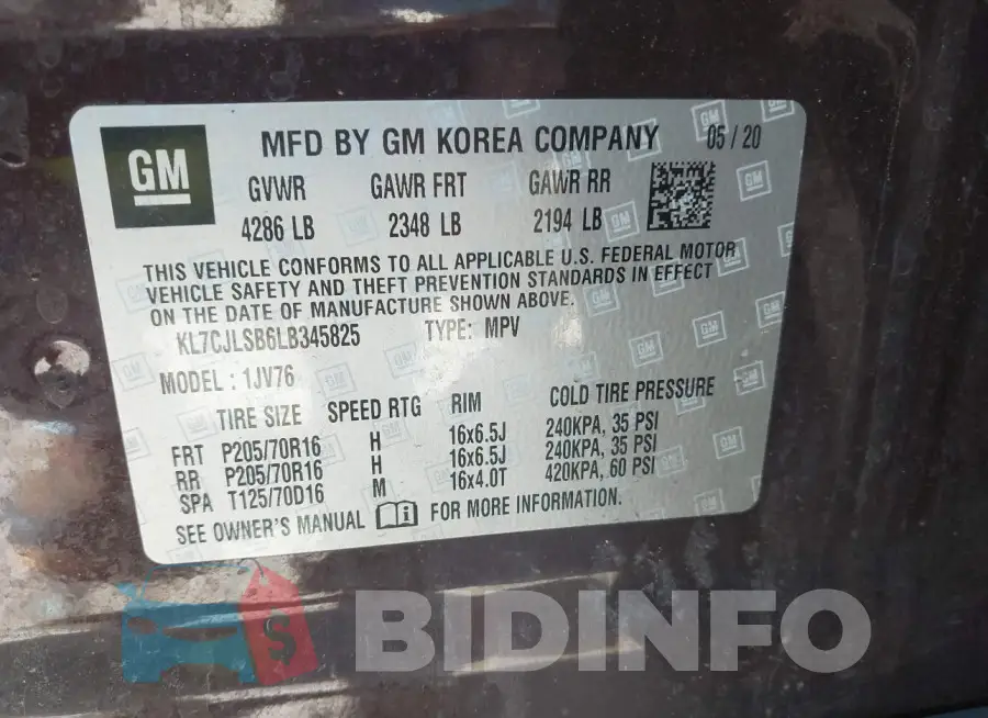 KL7CJLSB6LB345825 Photo# 9