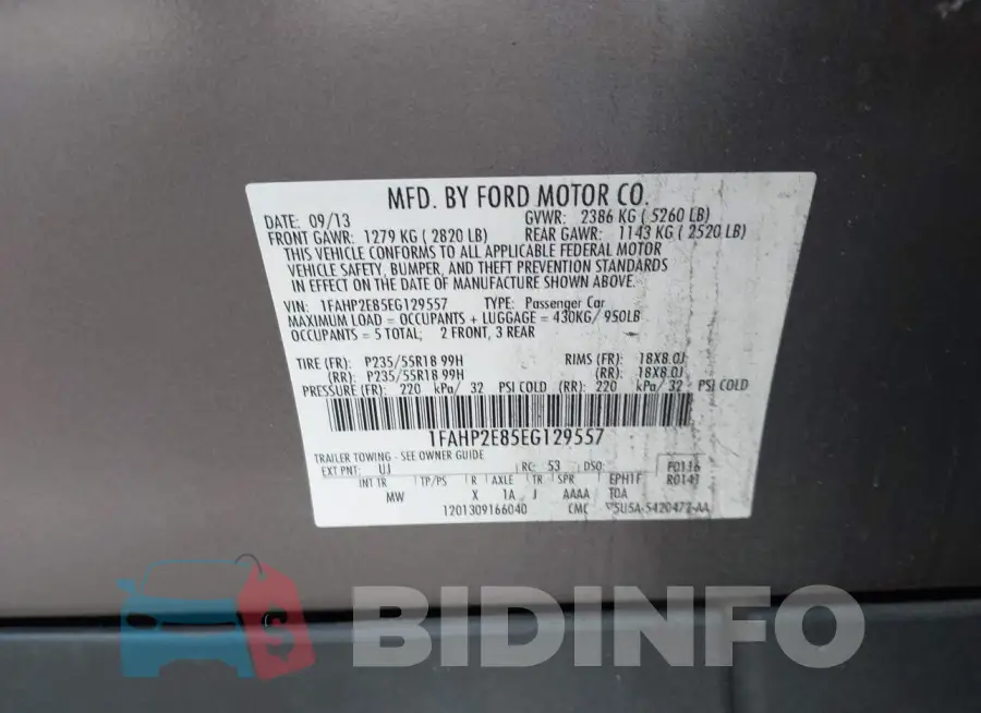 1FAHP2E85EG129557 Photo# 9