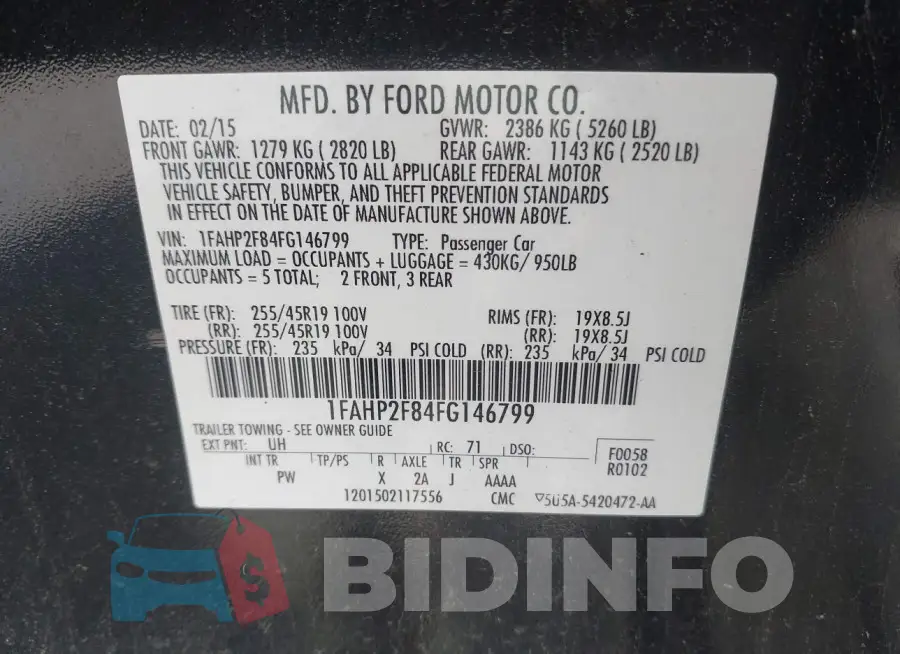 1FAHP2F84FG146799 Photo# 9