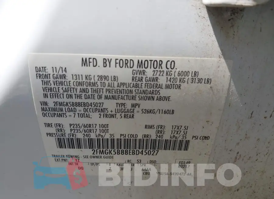 2FMGK5B88EBD45027 Photo# 9