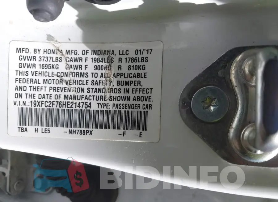 19XFC2F76HE214754 Photo# 9