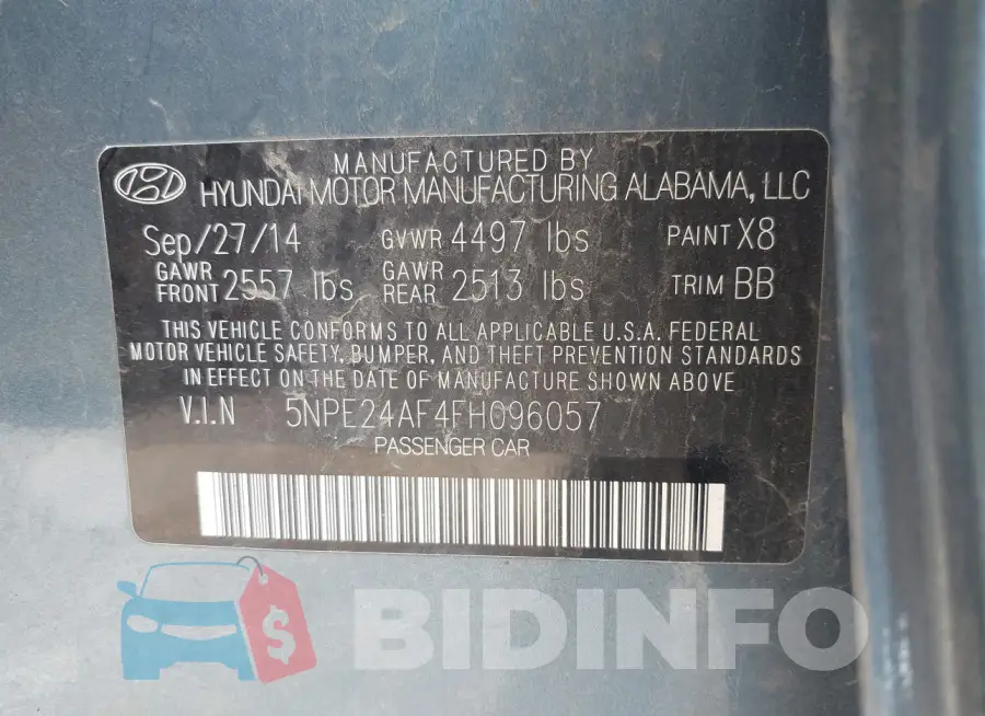 5NPE24AF4FH096057 Photo# 9