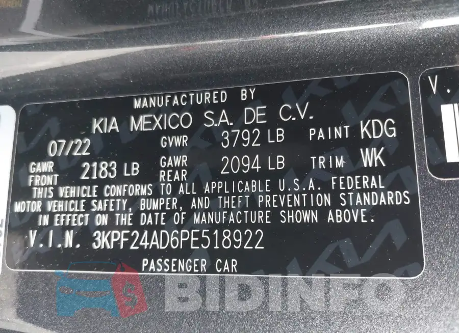 3KPF24AD6PE518922 Photo# 9