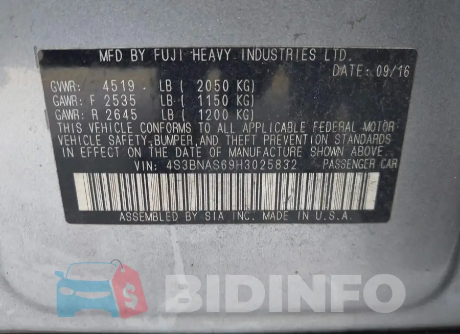 4S3BNAS69H3025832 Photo# 9