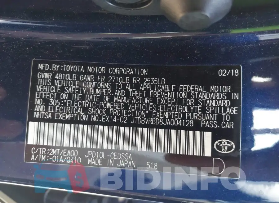 JTDBVRBD8JA004128 Photo# 9