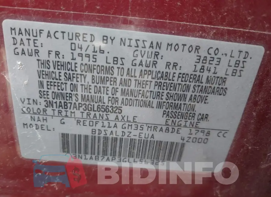 3N1AB7AP3GL656325 Photo# 9