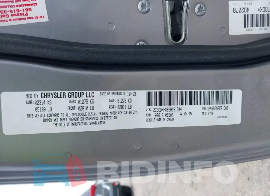 2C3CDXHG8EH161344 Photo# 9
