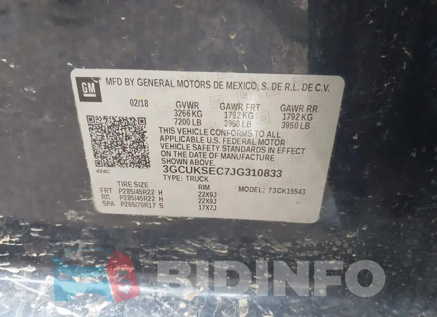 3GCUKSEC7JG310833 Photo# 9