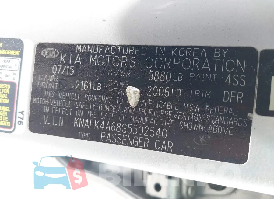 KNAFK4A68G5502540 Photo# 9
