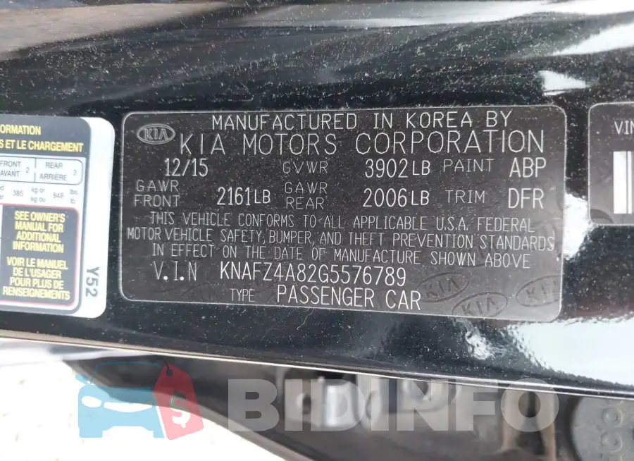 KNAFZ4A82G5576789 Photo# 9