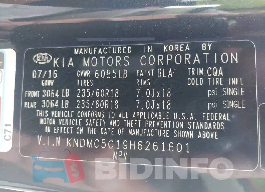 KNDMC5C19H6261601 Photo# 9