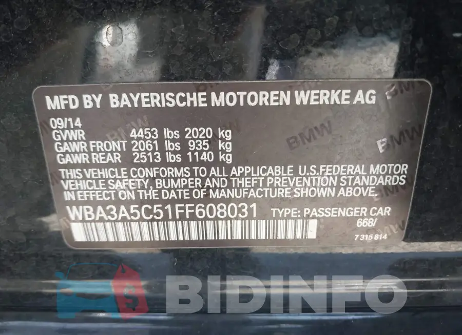 WBA3A5C51FF608031 Photo# 9
