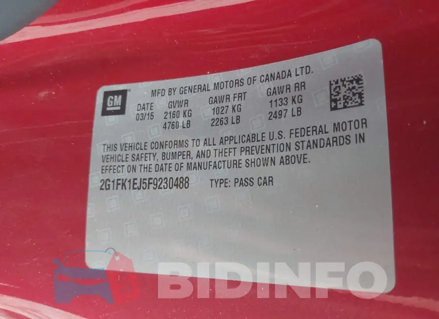 2G1FK1EJ5F9230488 Photo# 9