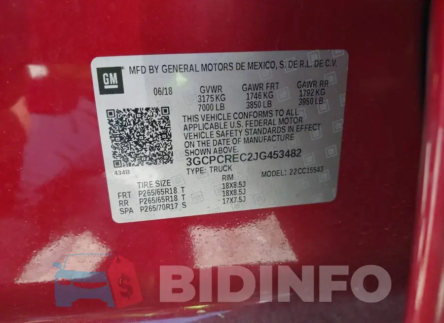 3GCPCREC2JG453482 Photo# 9