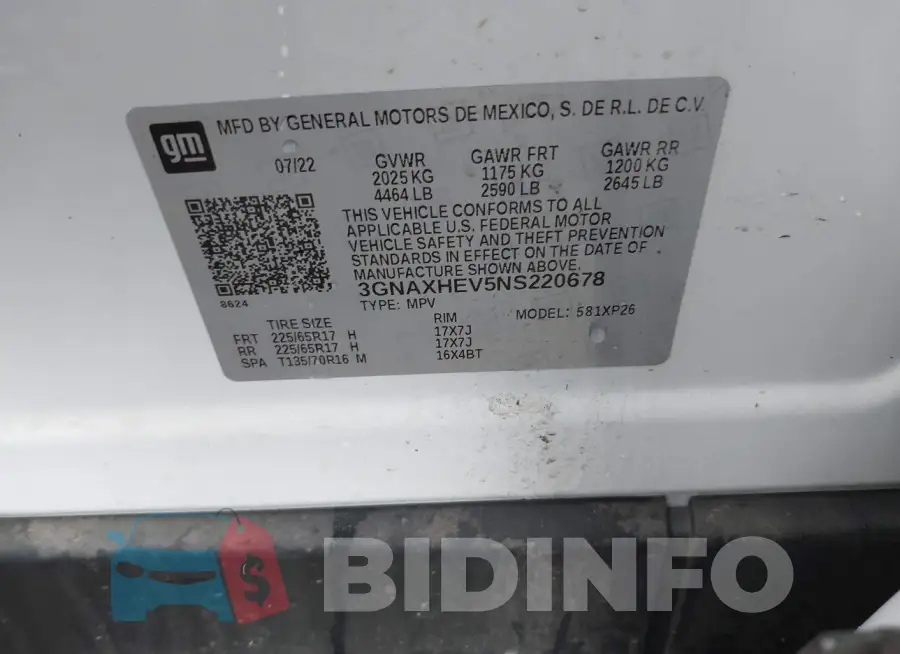 3GNAXHEV5NS220678 Photo# 7