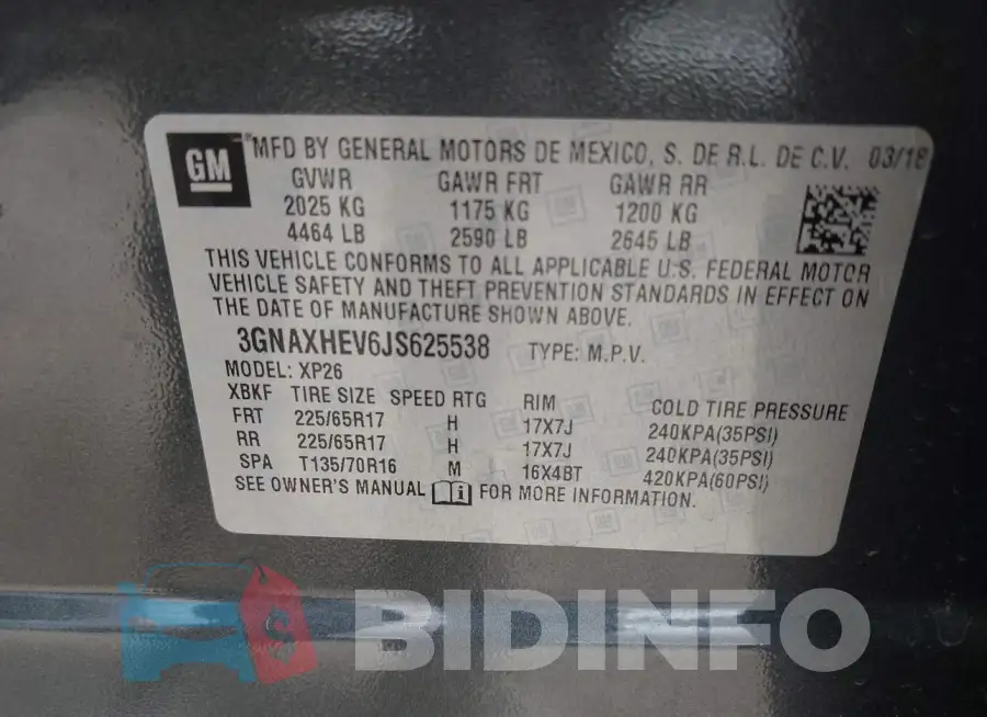 3GNAXHEV6JS625538 Photo# 9