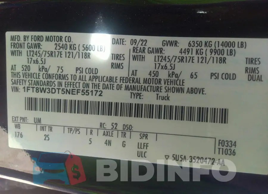 1FT8W3DT5NEF55172 Photo# 9