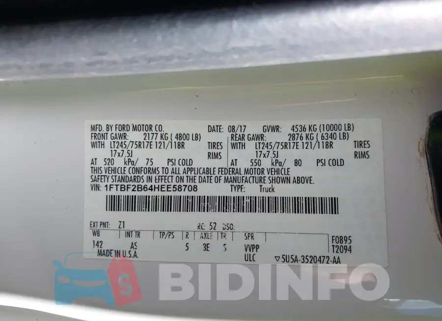 1FTBF2B64HEE58708 Photo# 9