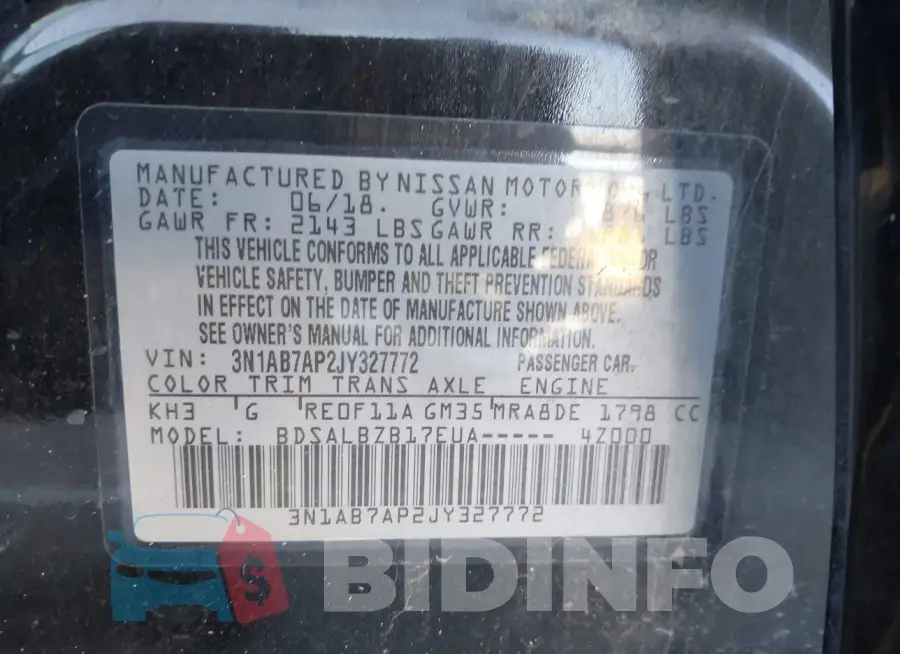 3N1AB7AP2JY327772 Photo# 9