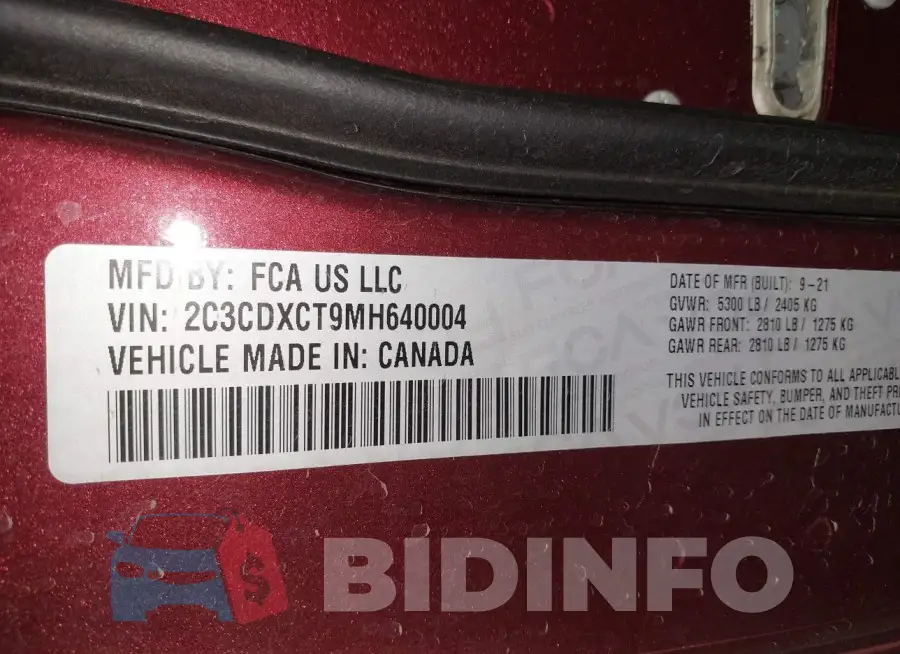 2C3CDXCT9MH640004 Photo# 9