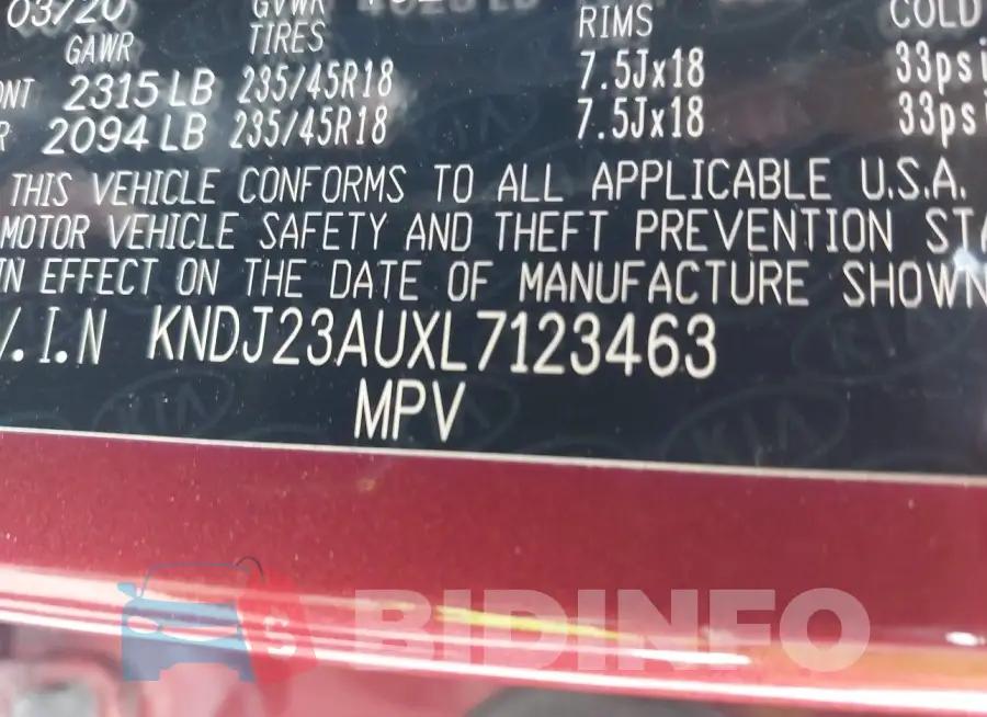 KNDJ23AUXL7123463 Photo# 9