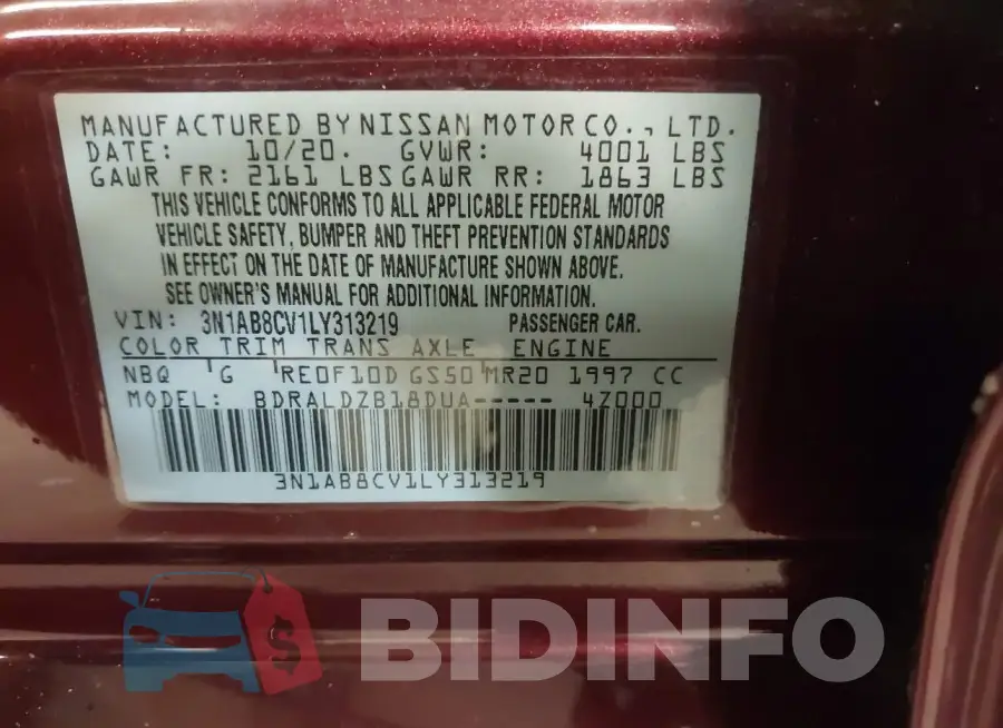 3N1AB8CV1LY313219 Photo# 9