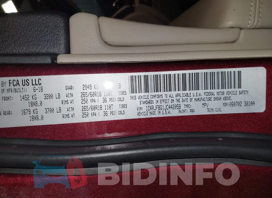 1C4RJFBG1JC442058 Photo# 9