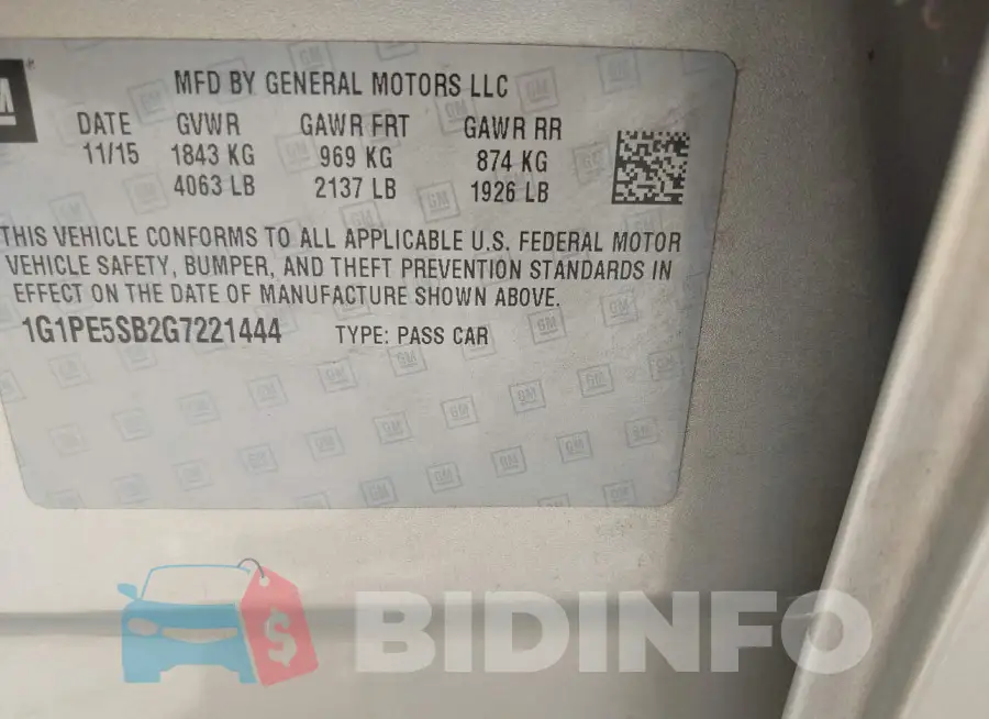 1G1PE5SB2G7221444 Photo# 9