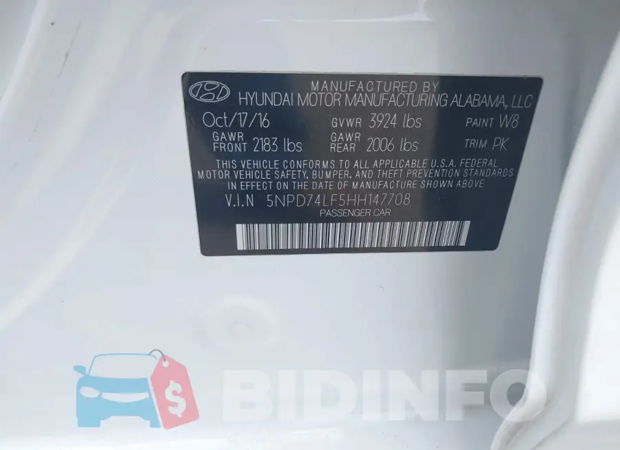 5NPD74LF5HH147708 Photo# 9