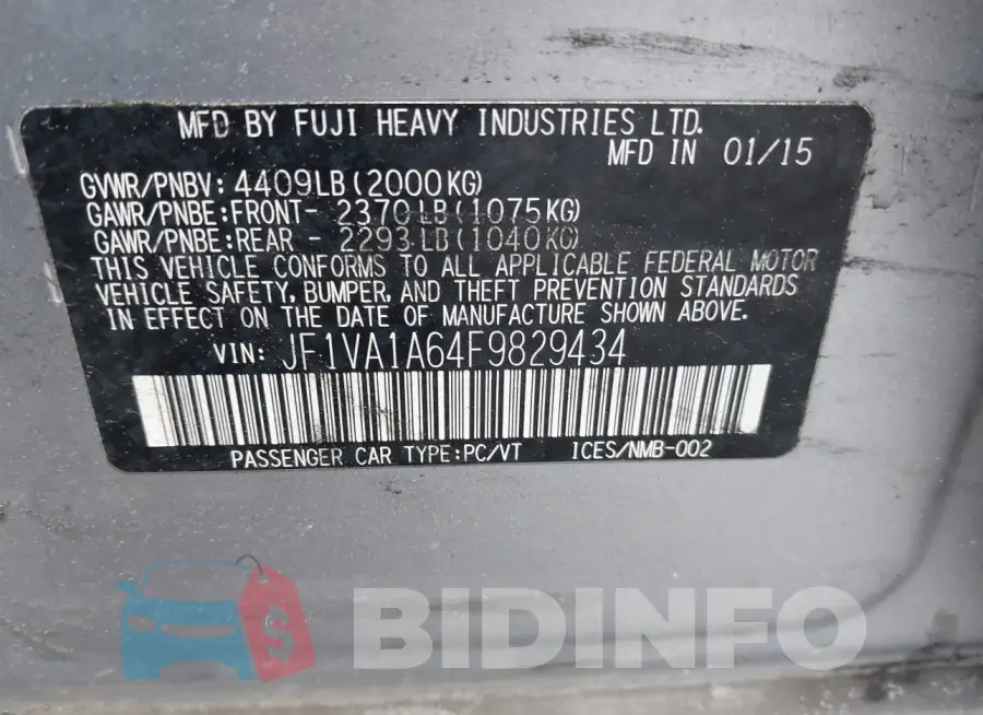 JF1VA1A64F9829434 Photo# 9
