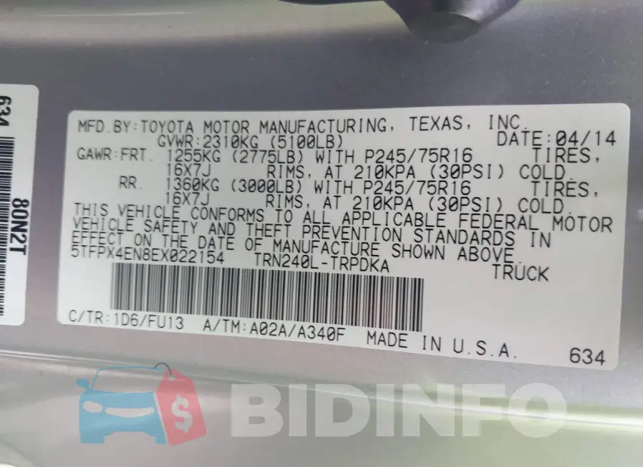 5TFPX4EN8EX022154 Photo# 9