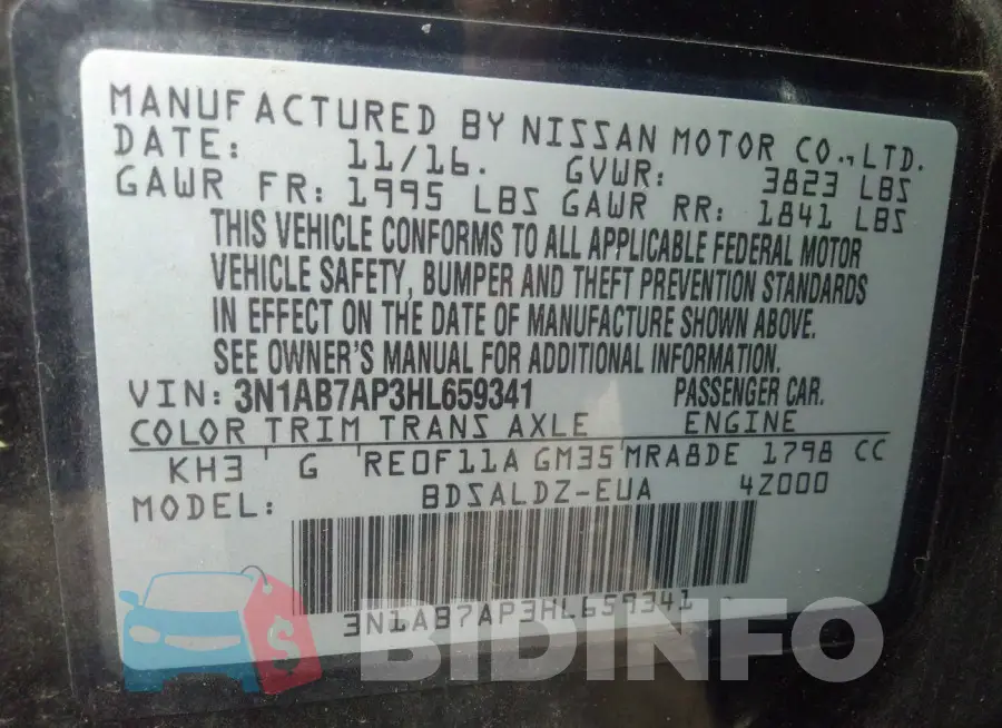 3N1AB7AP3HL659341 Photo# 9