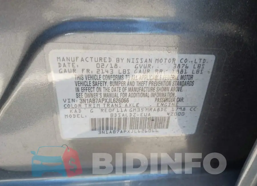 3N1AB7APXJL626066 Photo# 9