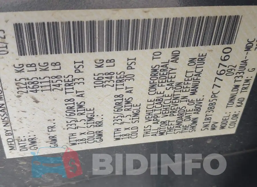 5N1BT3BB5PC776760 Photo# 9