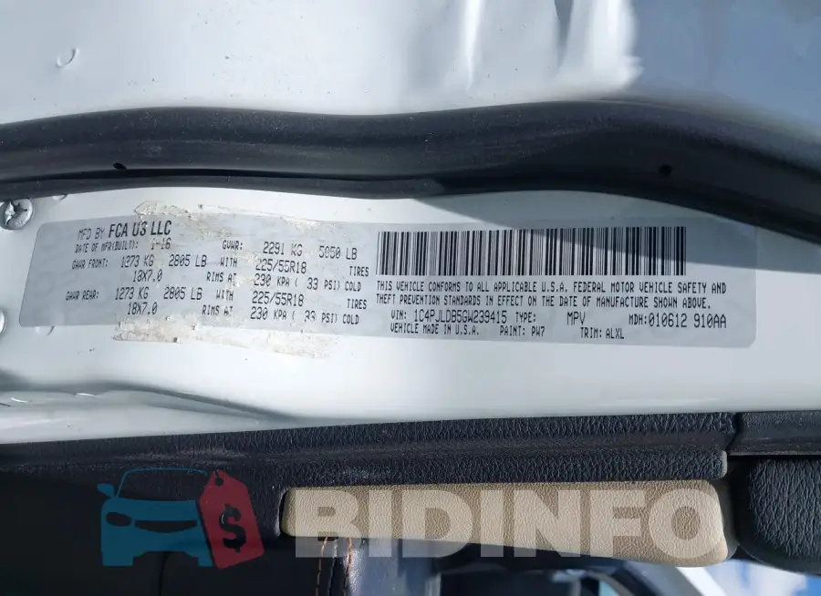 1C4PJLDB5GW239415 Photo# 9