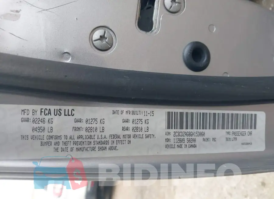 2C3CDZAG8GH153060 Photo# 9