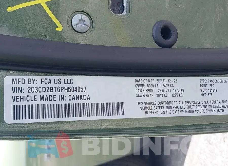 2C3CDZBT6PH504057 Photo# 9