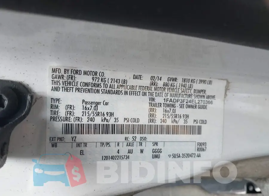 1FADP3F24EL270366 Photo# 9