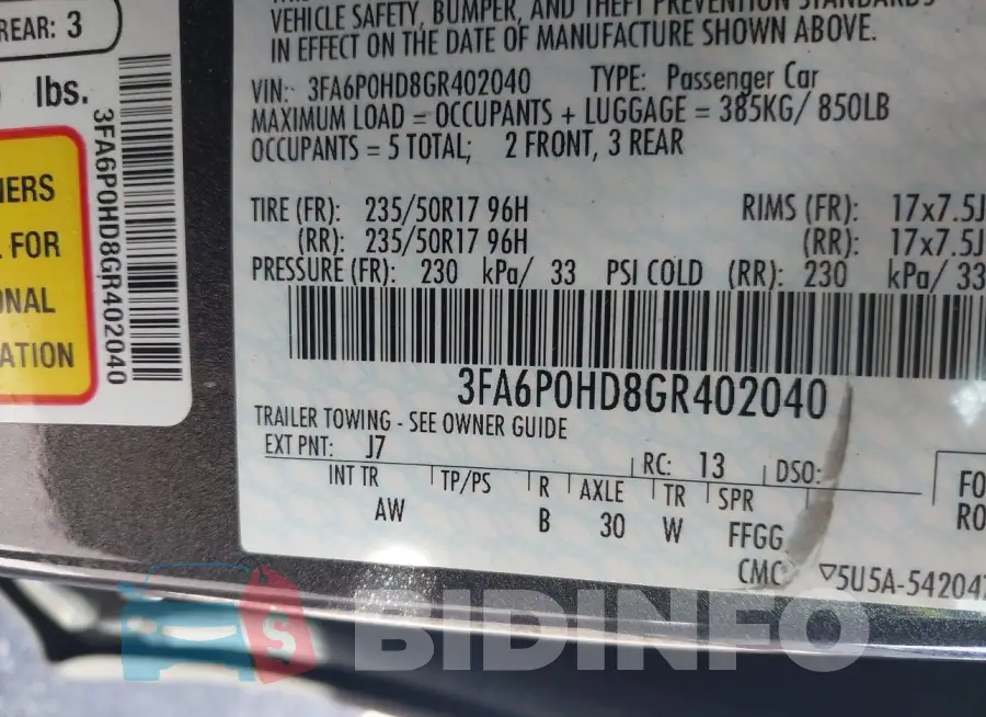 3FA6P0HD8GR402040 Photo# 9