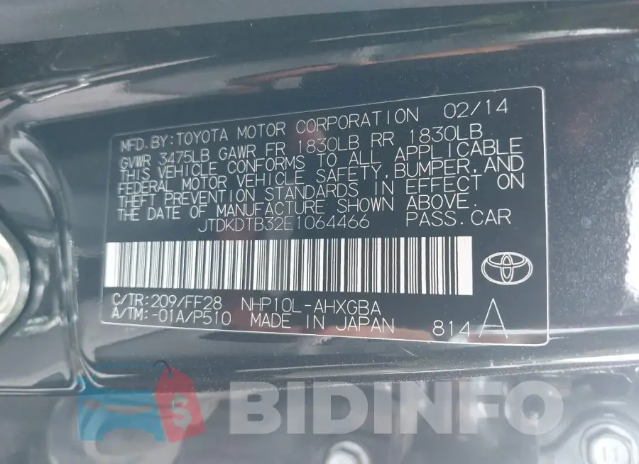 JTDKDTB32E1064466 Photo# 9