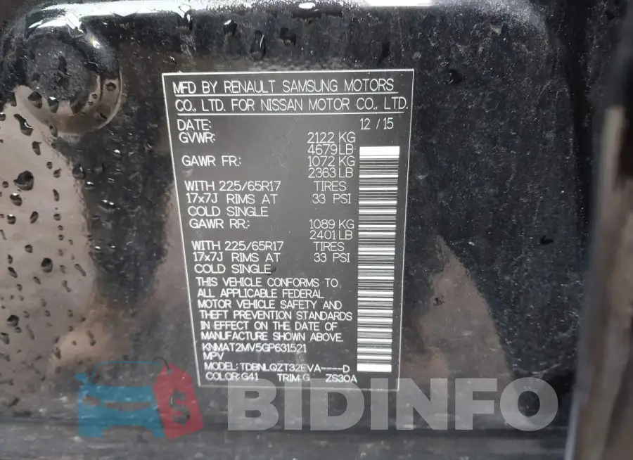 KNMAT2MV5GP631521 Photo# 9