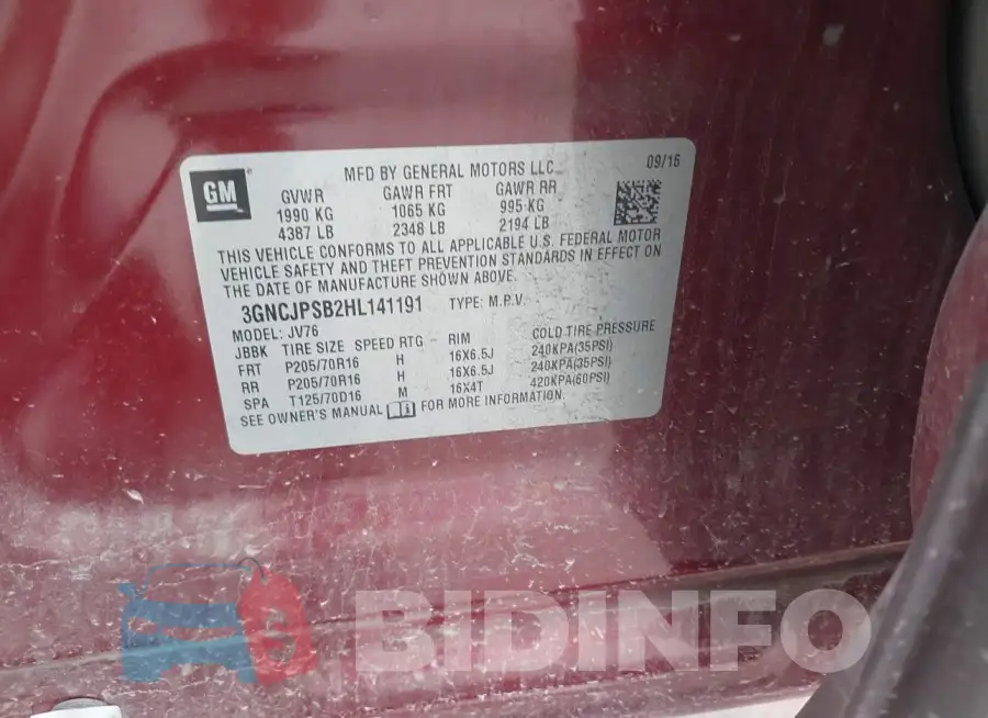 3GNCJPSB2HL141191 Photo# 9
