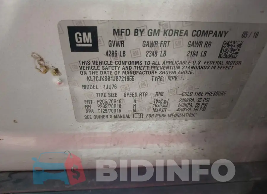 KL7CJKSB1JB721855 Photo# 9